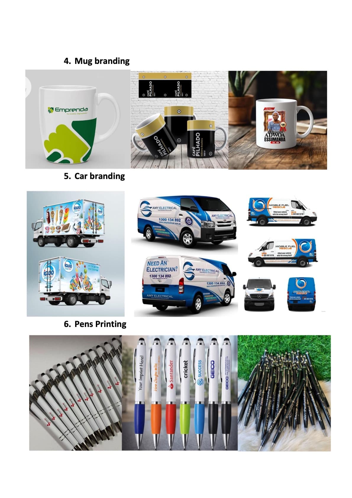Mug, Pen & Car Branding